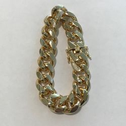 14k Gold Plated Miami Cuban Box Lock Bracelet