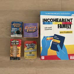 $5 for (5) Home Trivia Board Card Family Games-Jenga, Family Feud & more