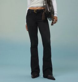Black Low-Rise Flare Jeans