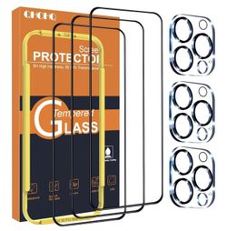 QHOHQ for iPhone 16 Pro Max Screen Protector with Camera Lens Protector, [Military Grade Shatterproof], Top 9H+ Tempered Glass, Full Edge Coverage, Ul