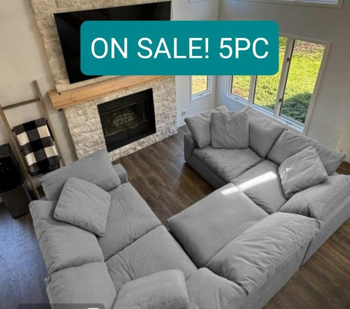 Grey Cloud Modular Sectional Couch Sofa 