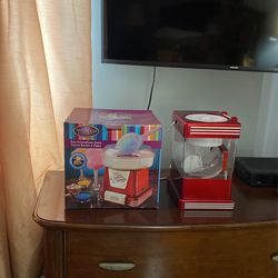A cotton candy machine and a snowcone machine