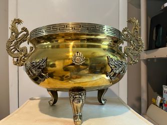 Chinese Dragon Brass Pot