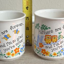Vintage Decorative Mother Father Mugs one snall chip $5 for both xox
