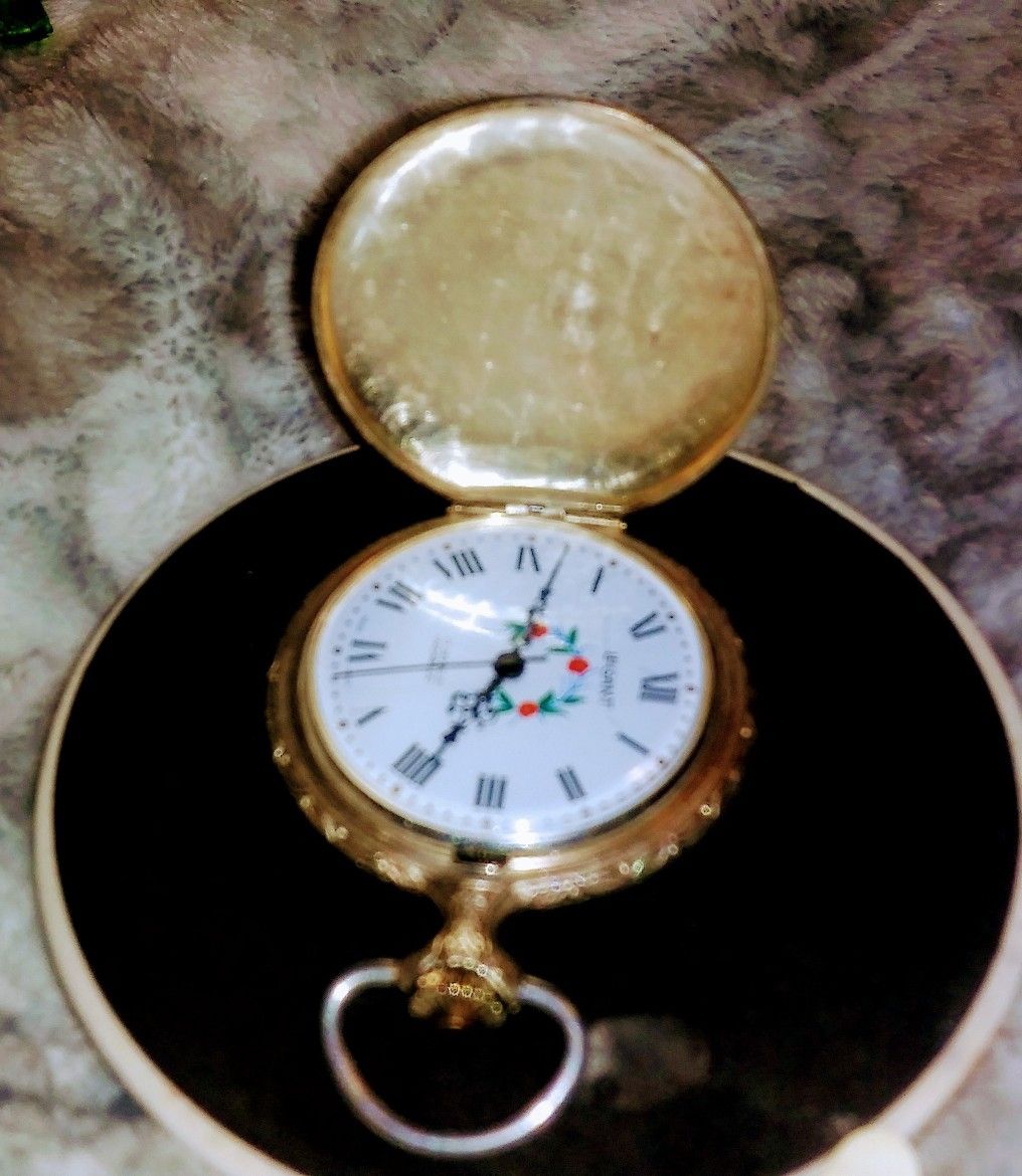 18 kt white gold Le Gant 17 jewels incabloc pocket watch