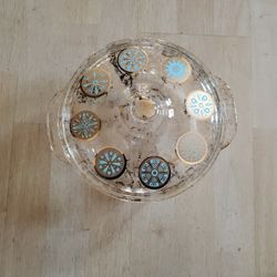 60's Vintage Fire King Medallion Casserole. Fleck Glass