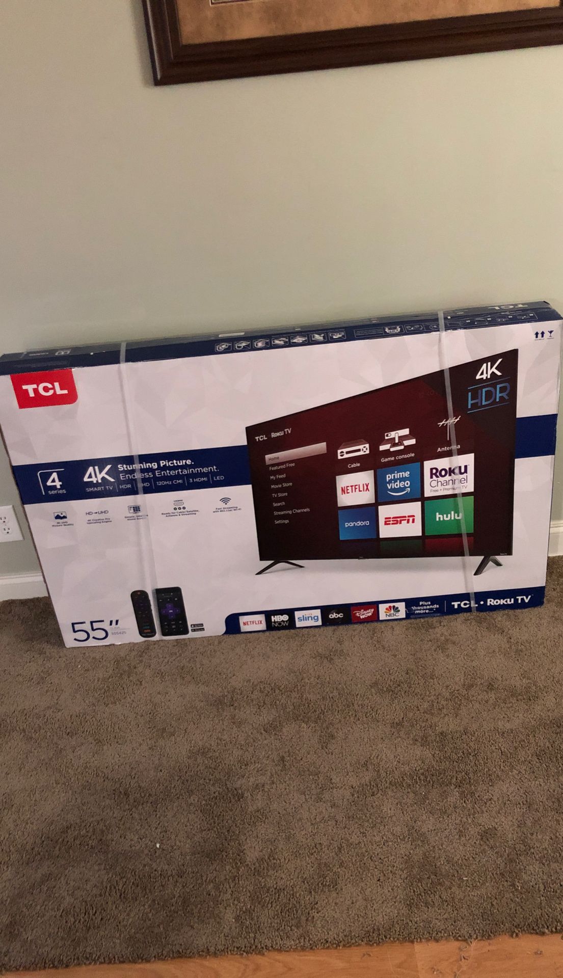 TCL 55” Roku TV 4K ! BRAND NEW NEVER OPENED