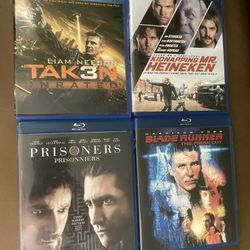 Five Blu Ray Action Lot Bladerunner  Prisoners Taken 3 The Kidnapping Of Mr. Heineken Blu Ray Lot