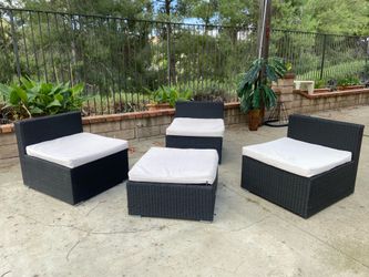 Patio set with cushions.