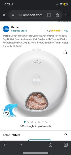 iPettie Donut Frost 6 Meal Cordless Automatic Pet Feeder