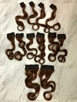 Real human Hair Snap on wig orange brown