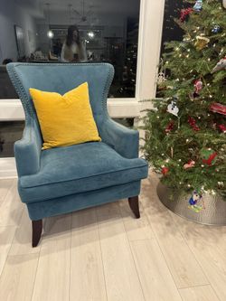 Price Drop Two Blue Velvet Blue Armchairs