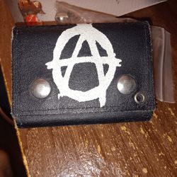 Leather Black Tri Fold Anarchy Wallet 
