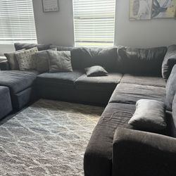 Large Gray Sectional Sofa with Ottoman – Modern & Super Comfortable