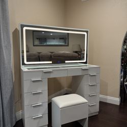 Brand New White Vanity w/ LED Mirror