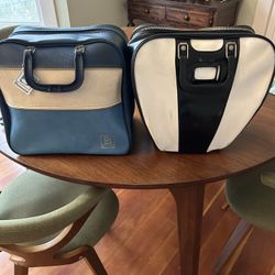 Two Vintage Bowling Bags With Bowling Balls!