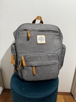 Parker Baby Diaper Backpack - Full Zip Diaper Bag with Insulated Pockets - Gray