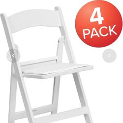  Folding Chair - White Resin - Set Of 4 800LB Weight Capacity Comfortable Event Chair - Light Weight Folding Chair White Set Of 4