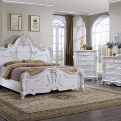 Brand New White 4pc Queen Bedroom Set (Available In Eastern King)