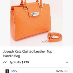 Joseph Katz Quilted Leather Top Handle Bag