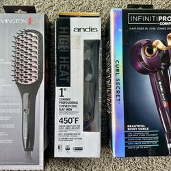 New Hair Products Bundle - Straightener Brush, Plate and Curler