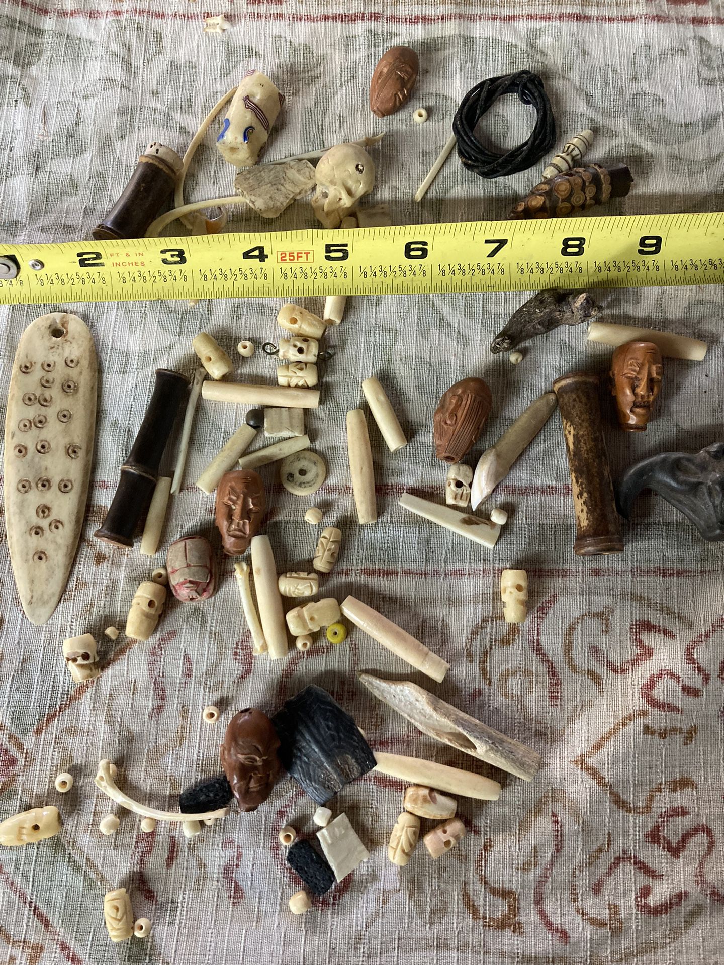 Wood , Bone, Ivory Pieces Skull Face Nails Bones For Necklace Or Art Project Halloween decoration   Random assortment of Wood , Bone, Ivory Pieces.  E