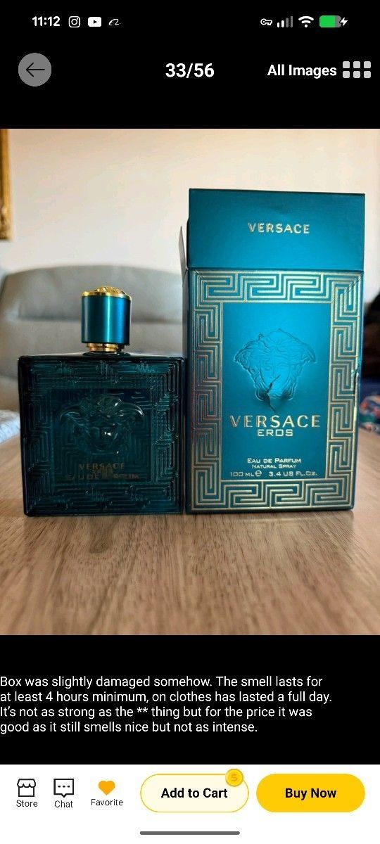 Versace Eros Eau de Parfum (100ml) bottle.