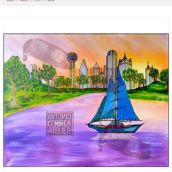 Sunset Dallas Sailboat Painting