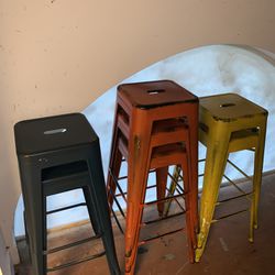 7 Chair and Bar Stool 30”h. Metal Indoor Tolix Style Stackable