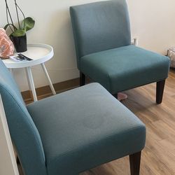 Modern Teal Accent Chairs – Set of 2 – Good Condition
