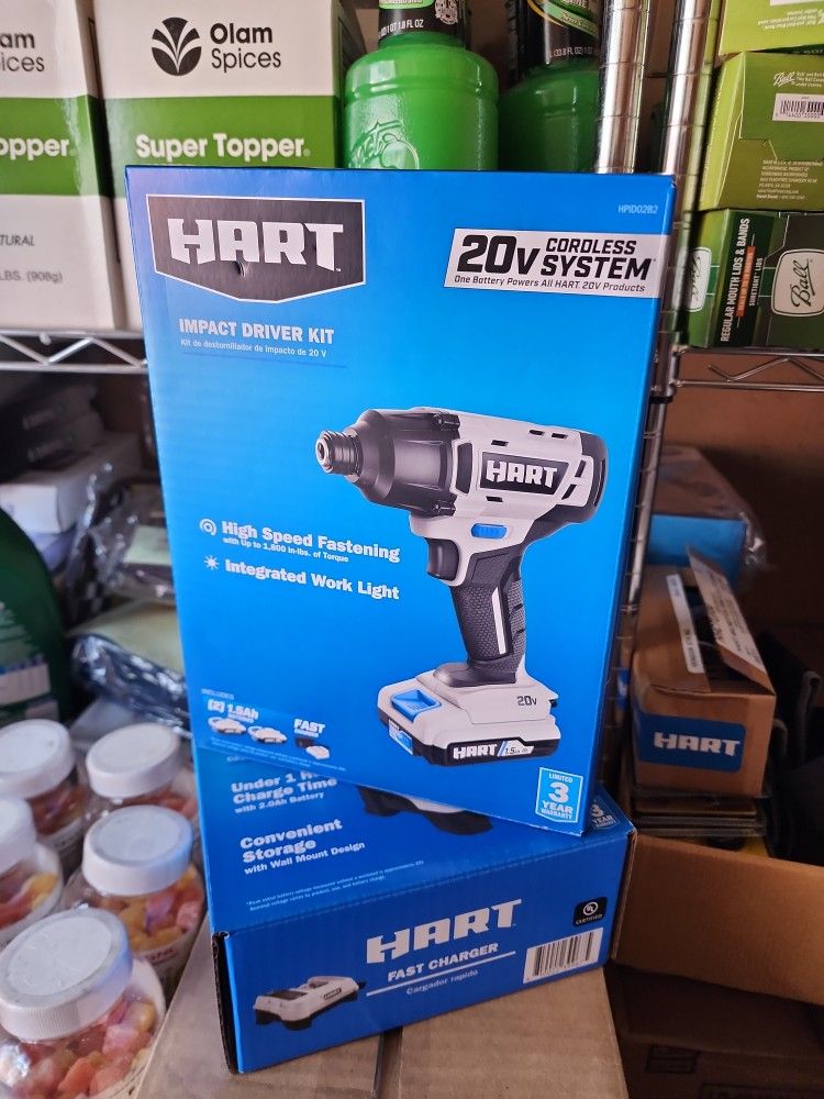HART 20-Volt Cordless Impact Driver Kit, (2) 1.5Ah Lithium-Ion Batteries, Gen 2