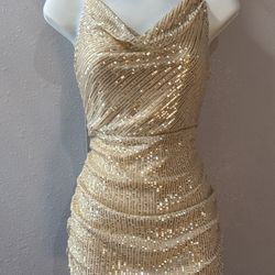 Gorgeous Gold Sequins Dress 