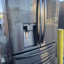 Lg Four Door Black Stainless Steel Refrigerator