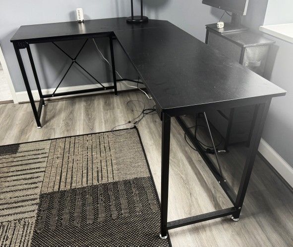 Black L-Shaped Desk