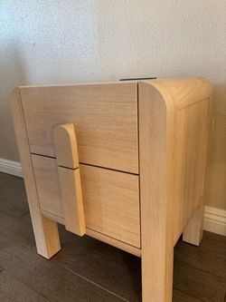 Oak Nightstand with 2 drawers & charging ports
