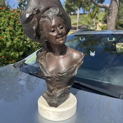 Large Antique French Bronze On Marble Georges Van Der Straeten 