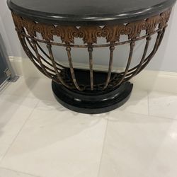 Demilume Half Round Table With Marble Top