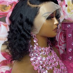 10” 13x4 Deep Wave Bob Human Hair Ready To Wear $50