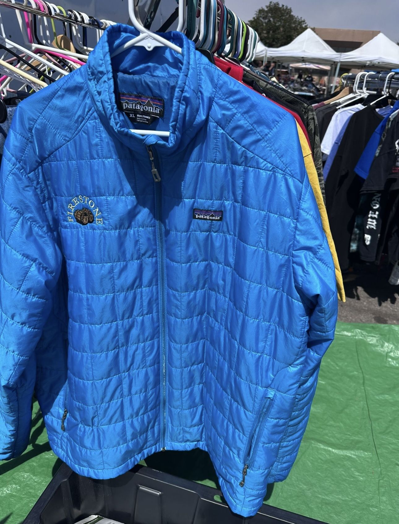 Firestone Patagonia Jacket XL Blue Puffer Full Zip