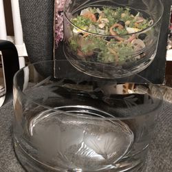 Beautiful Leonard’s Crystal Bowl 9 And 3/4 With Box  Looks New 