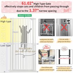 Brand New Lumizone Extra Tall Cat Gate 61.02" High 29.92"-34.24" Wide Pet Gate White