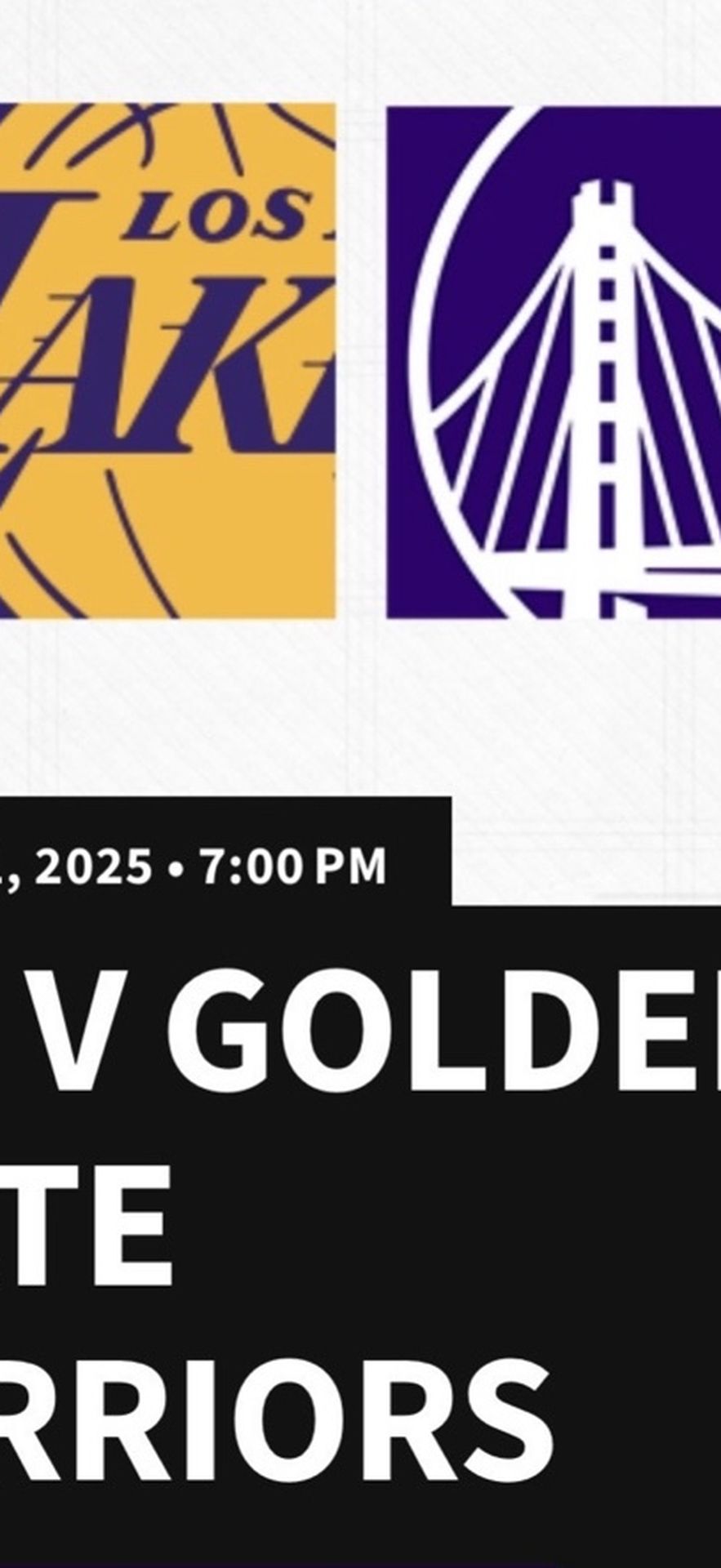 Lakers Vs Warriors (10/21) Section 108 (2 Tickets)