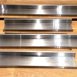 Stainless Steel Floating Shelves - 4 total - 36” and 24” L  x 4” D x 2  1/8” H