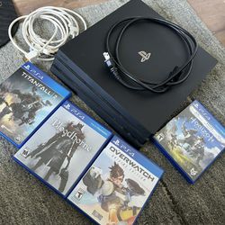 PS4 Pro Console, Cables, 4 Free Games. No Controller
