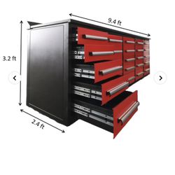 10ft Workbench Whit 25  Storage Drawers 