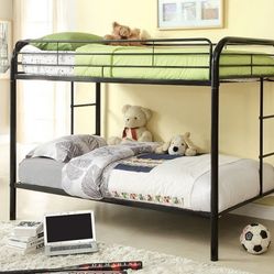 Twin Size Bunk Bed Black Metal