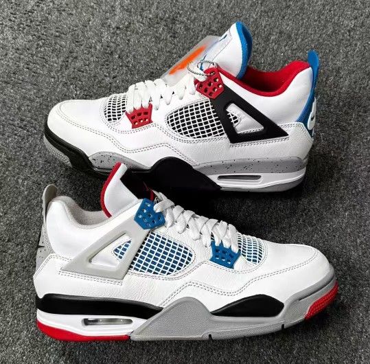 Air Jordan 4 Mandarin Mandarin Basketball Shoes Mid-top Unisex Red and Blue