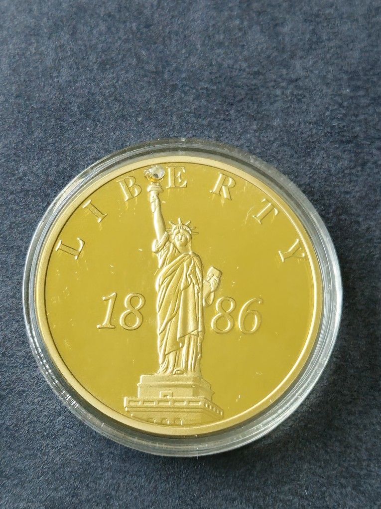 American MINT 24K GOLD Plated Statue of Liberty 1886 Proof Collectible Coin USA Commemorative