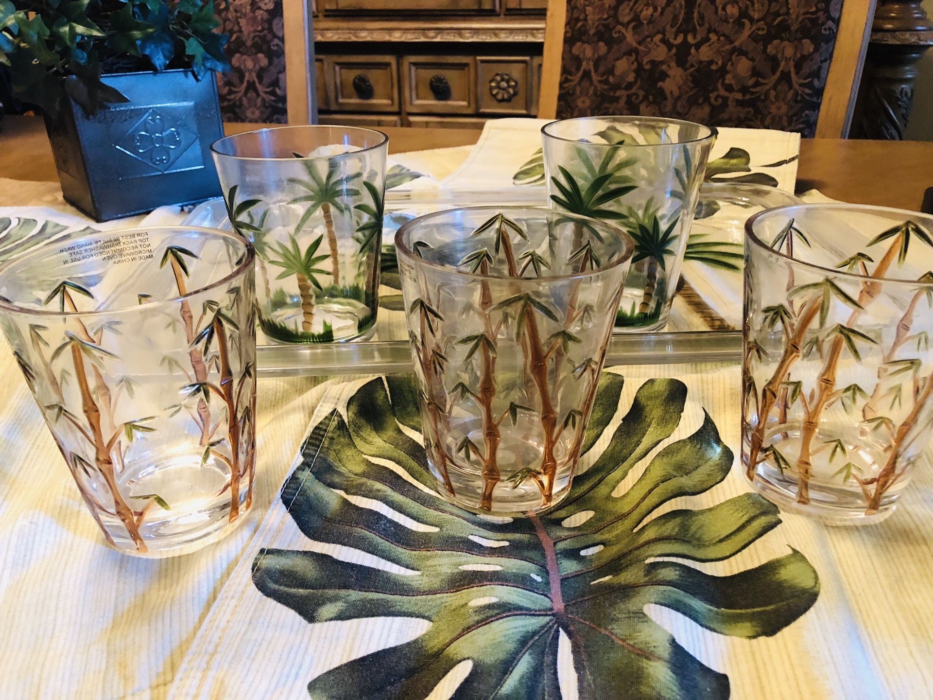 Palm Tree Acrylic Pitcher and Glasses