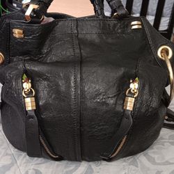 Oryany Black Leather Hobo Bag